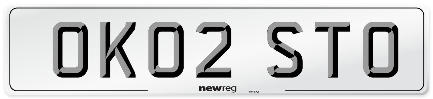 OK02 STO Number Plate from New Reg